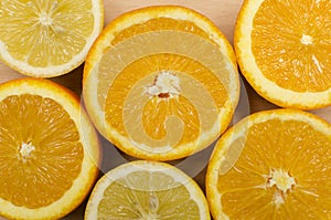 Sliced oranges and lemons