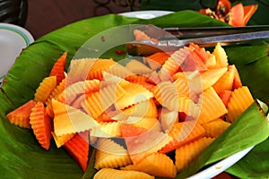 Sliced papaya