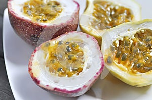 Sliced passion fruit