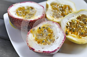 Sliced passion fruit