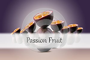 Sliced passion fruits