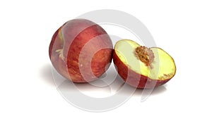 Sliced peach group isolated