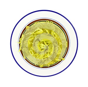 Sliced peperoncini on plate