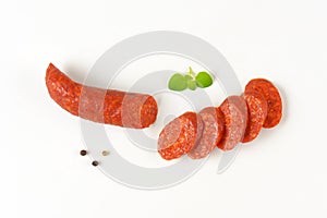 Sliced pepperoni sausage