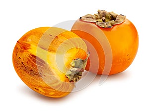 sliced persimmon path isolated