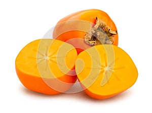 sliced persimmon path isolated