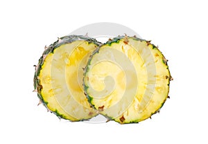 sliced pineapple isolated on white