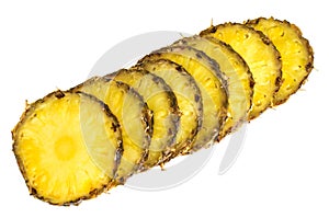 Sliced pineapple on light background