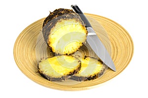 Sliced pineapple on light background