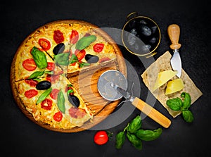 Sliced Pizza with Ingredients