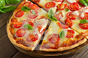 Sliced pizza Margherita