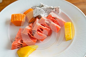 Sliced plated fruits ready to eat