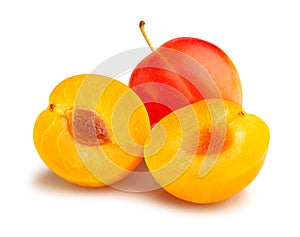 sliced plum path isolated