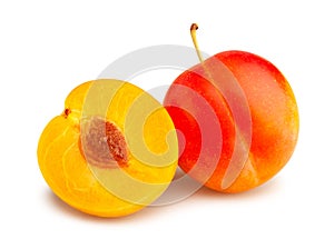 sliced plum path isolated