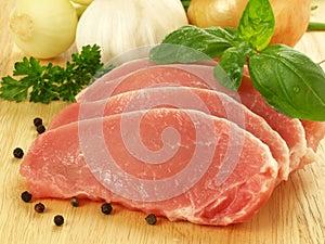 Sliced pork, close-up