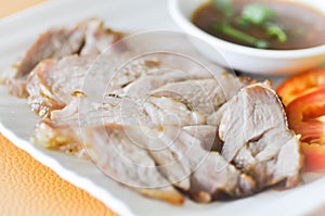 Sliced pork or grilled pork Thai food