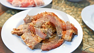 Sliced pork or raw pork or ferment pork photo