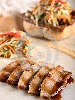 Sliced pork in Teriyaki sauce