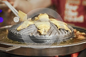 Sliced Pork on Thai Styled Coal Grill and Shabu Pan