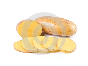 Sliced potatoes on white background