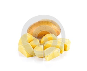 Sliced potatoes on white background