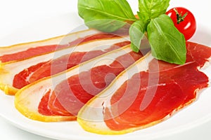 Sliced prosciutto crudo