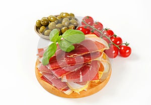 Sliced prosciutto crudo