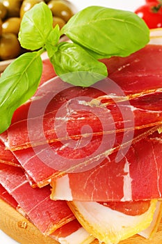 Sliced prosciutto crudo