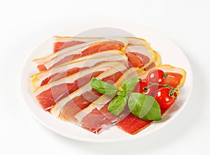 Sliced Prosciutto crudo photo