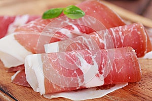 Sliced prosciutto photo