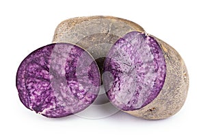 Sliced purple potatoes