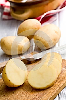 Sliced raw potato