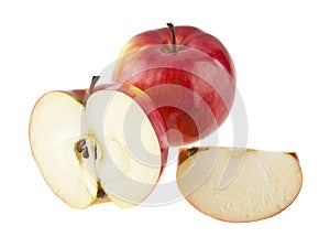 Sliced red apple isolated on white background