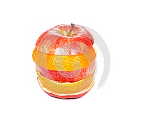 Sliced red apple and orange