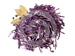 Sliced Red Cabbage with Laurel and Juniper on white Background - Isolated