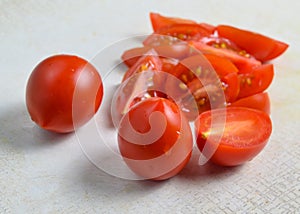 Sliced red cherry tomatoes