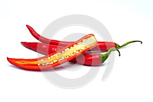 Sliced red chilli pepper isolated