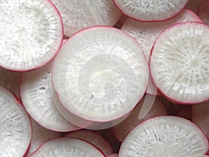 Sliced red color raw Radish