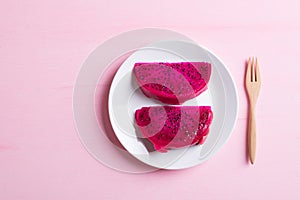 Sliced red dragon fruit or pitaya ready to eating