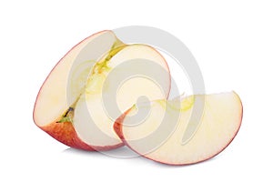 Sliced red gala apple isolated on white