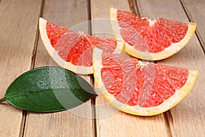Sliced red grapefruit