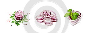 Sliced Red Onion or Purple Onion Rings Isolated