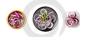 Sliced Red Onion or Purple Onion Rings Isolated