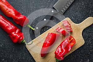 Sliced red pepper.