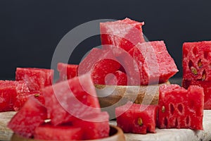 sliced red ripe watermelon close up