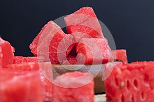 sliced red ripe watermelon close up