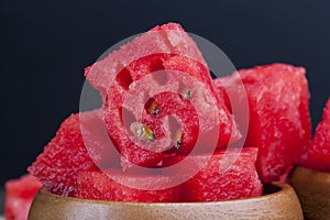 sliced red ripe watermelon close up