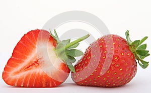 Sliced red strawberry fruit