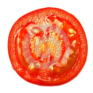 Sliced red tomato on white