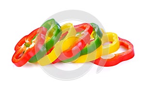 Sliced red yellow green pepper